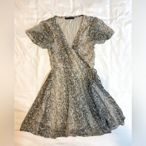 Abercrombie & Fitch Snake Print Wrap Mini Dress
